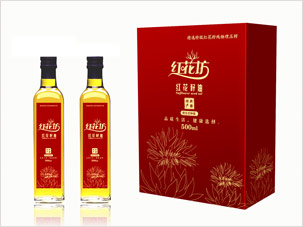 新疆紅花坊紅花籽油瓶簽禮品盒包裝設(shè)計(jì)