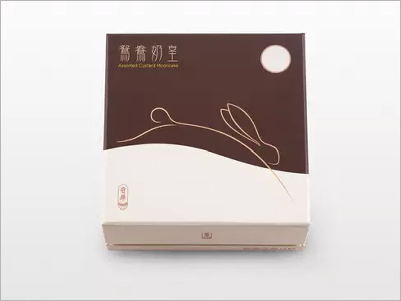 鴛鴦奶皇月餅包裝設(shè)計(jì)，寥寥數(shù)筆，簡(jiǎn)潔傳神。