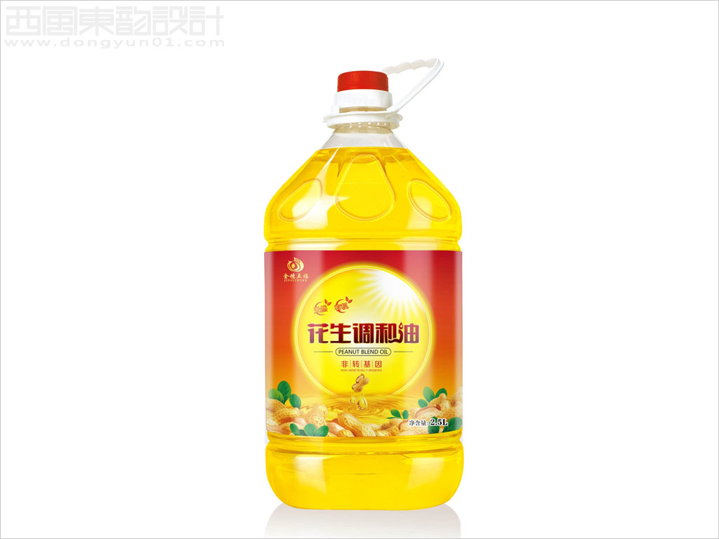 河南何其美農業(yè)有限公司金穗五福品牌花生調和油2.5升桶裝包裝設計