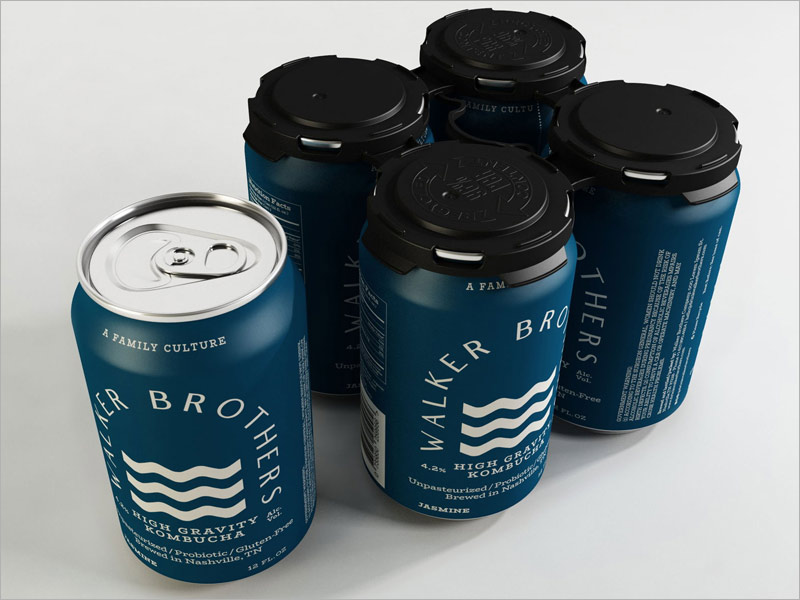 Walker Brothers Hard Kombucha Has a Fresh & Clean Look