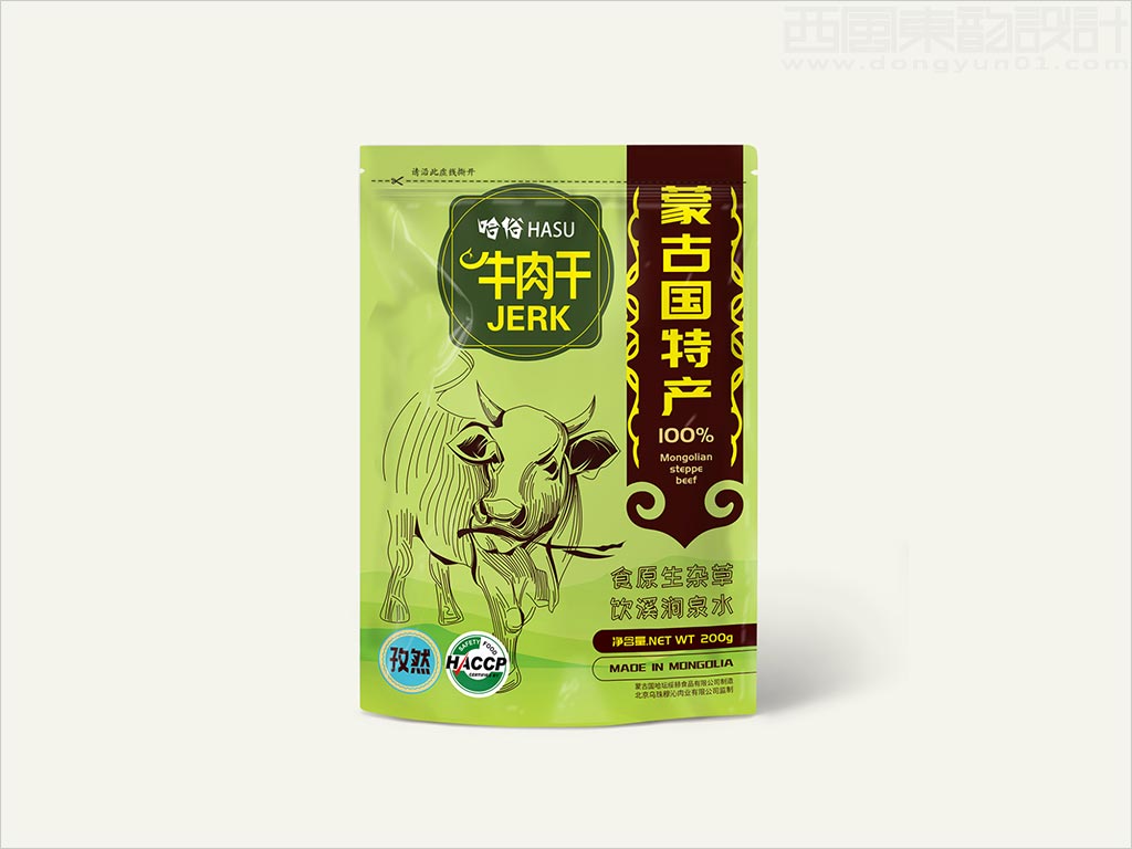 北京烏珠穆沁肉業(yè)有限公司蒙古國哈俗孜然牛肉干肉食品包裝袋設計