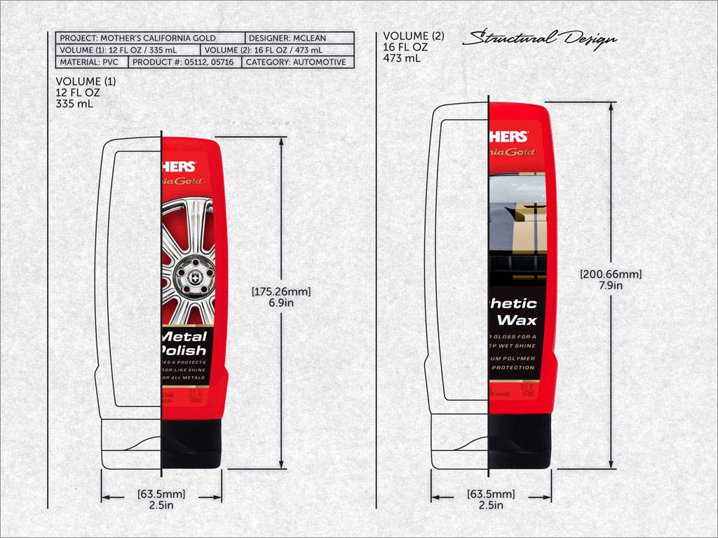 美國(guó)MOTHERS汽車美容護(hù)理產(chǎn)品包裝設(shè)計(jì)之結(jié)構(gòu)圖設(shè)計(jì)