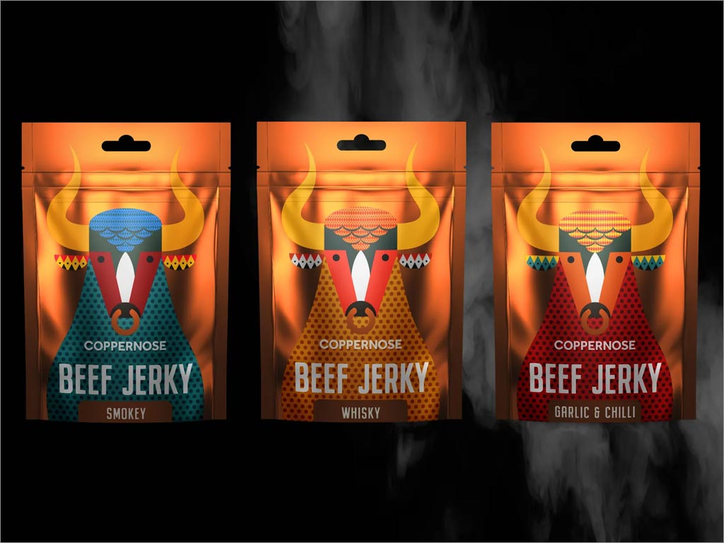 英國(guó)Coppernose beef Jerky系列牛肉干休閑食品包裝設(shè)計(jì)