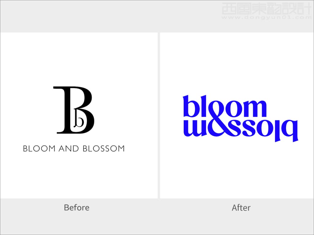 英國Bloom and Blossom護膚品新舊logo設(shè)計對比